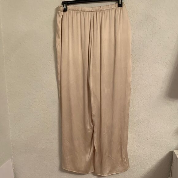 NWT Eileen Fisher Silk Cream Woven Vertical Grooves Wide-Leg Pants Size XL - Picture 2 of 10